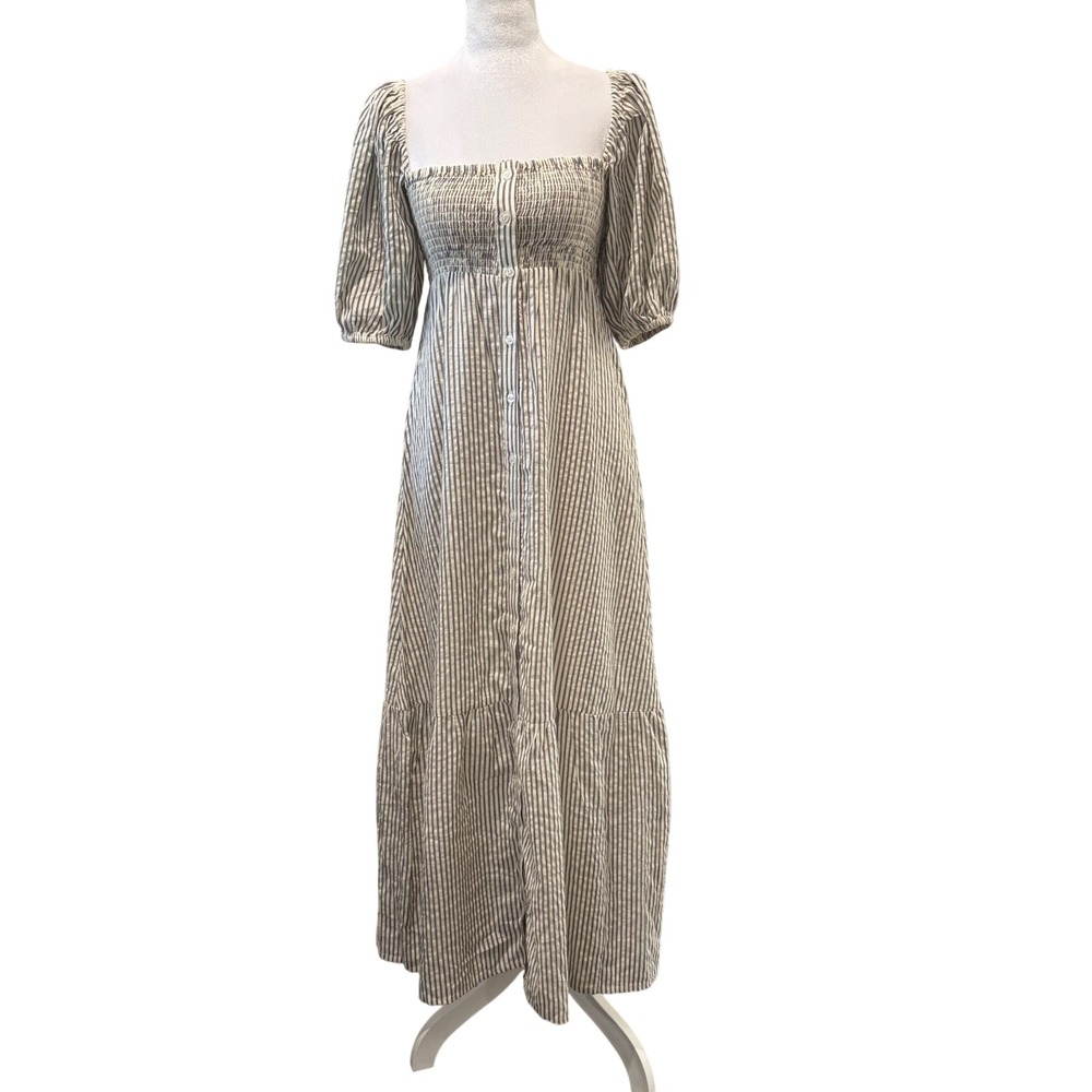 Emerson Fry Love Tomas Santiago 3 Dress Womens XS/Small Blue Striped Smocked